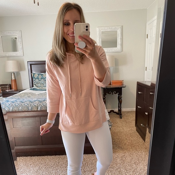 Caslon Tops - Caslon Blush Pink 3/4 Sleeve Sweatshirt Hoodie Womens size Medium